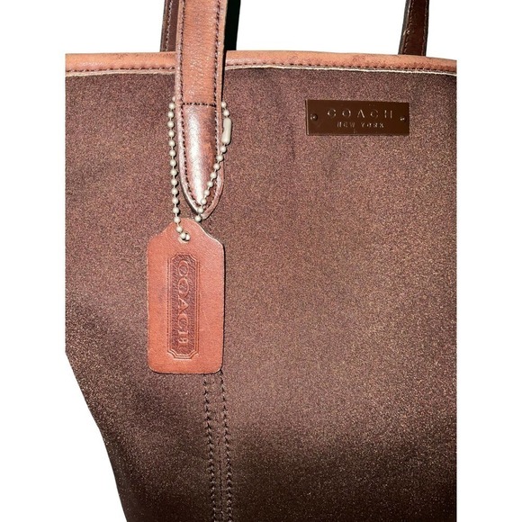 Coach Vintage Neoprene And Leather Brown Tote Bag Purse With Hangtag - Picture 5 of 15